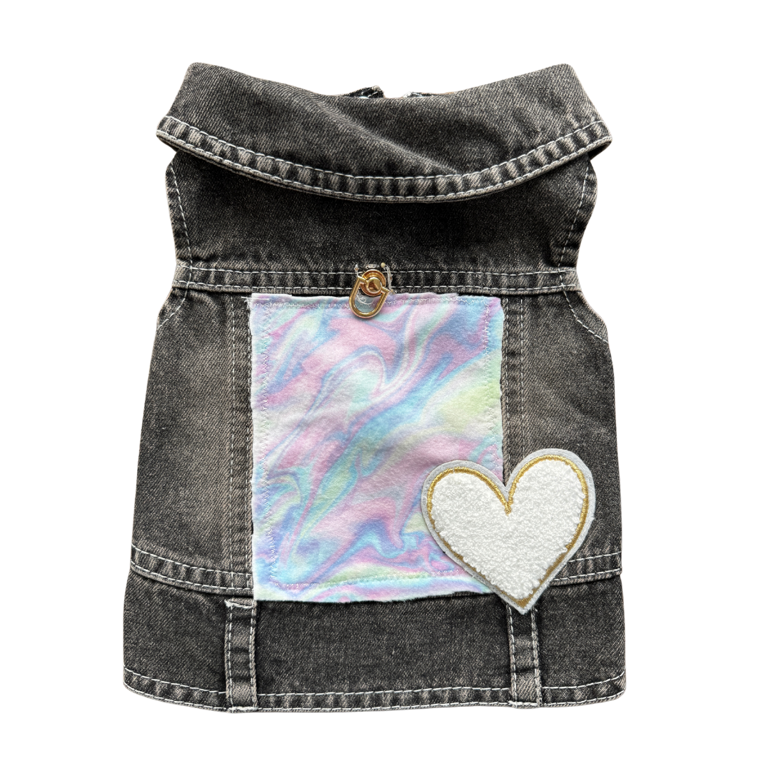 "Mood Heart" Denim Dog Battle Vest 