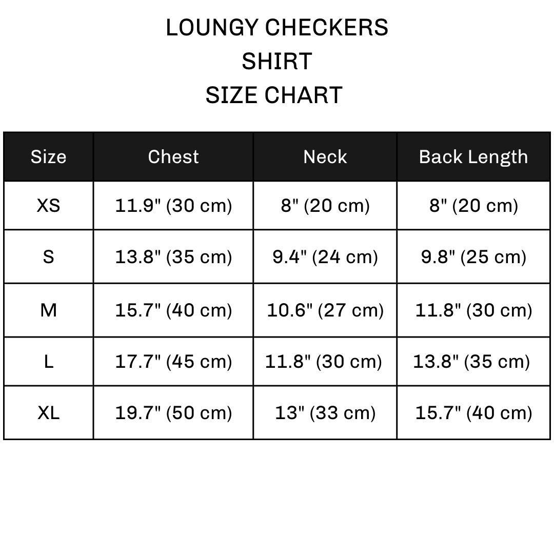 SIze Chart Lounge-y Checkers Shirt