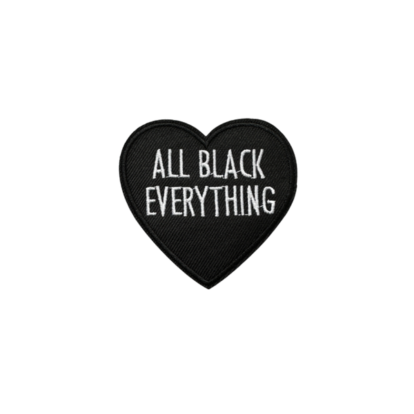 Embroidered Patch All Black Everything Heart