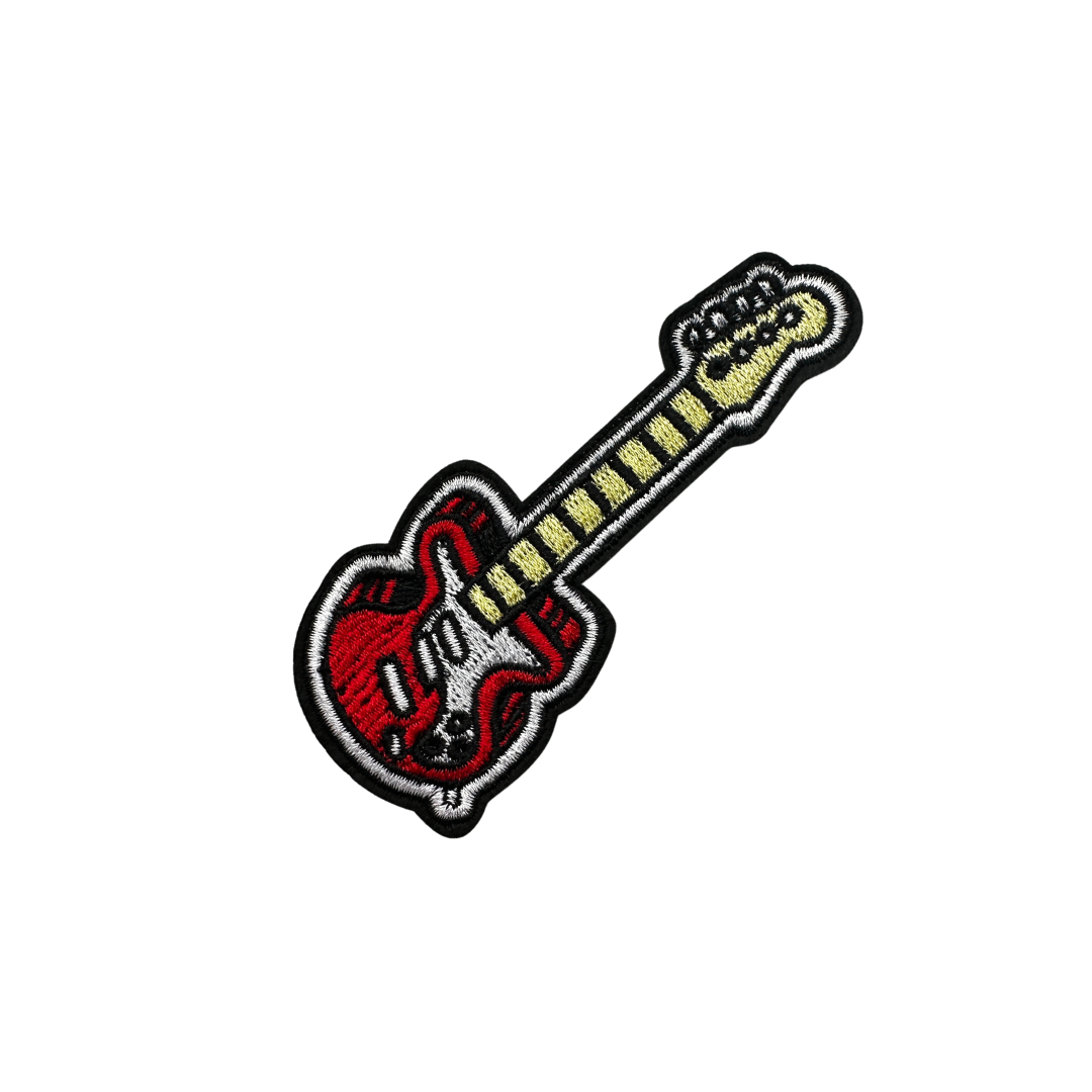 Embroidered Red Guitar Accent Patch