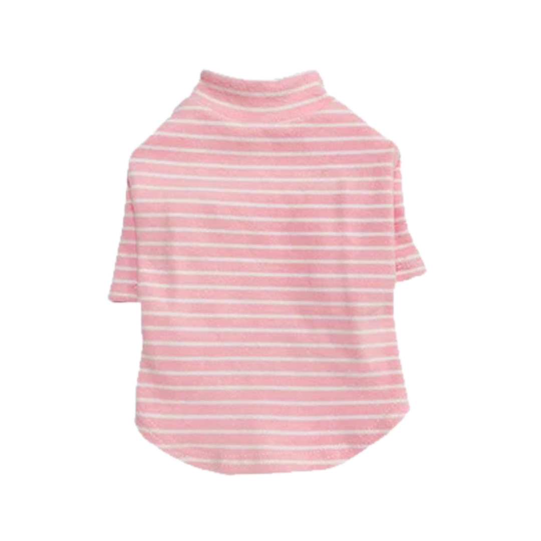 plush stripes popover dog shirt pink