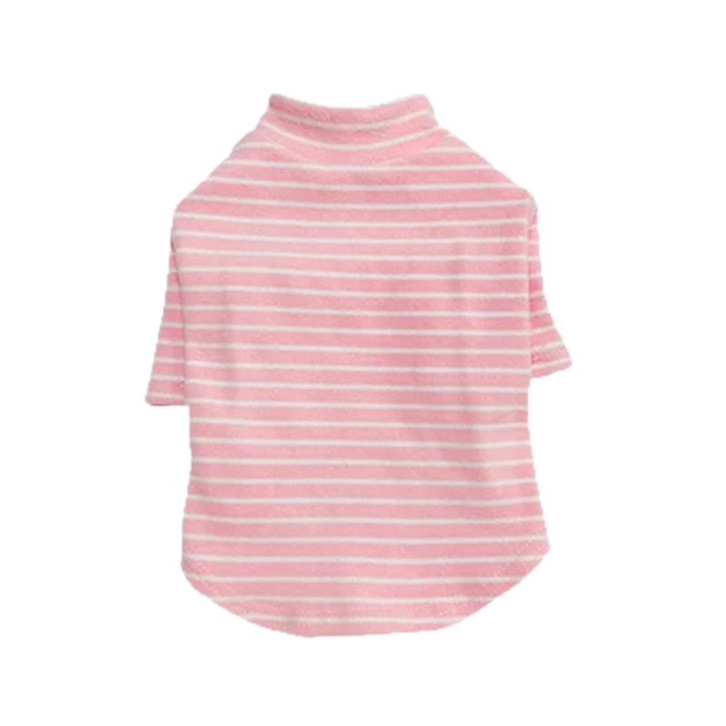 plush stripes popover dog shirt pink